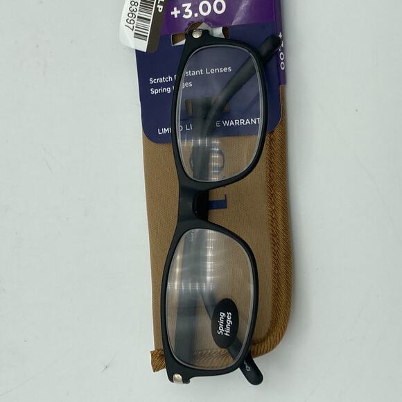 ICU Eyewear Henderson Black Reading Glasses Readers with Case +3.00 - Picture 9 of 14